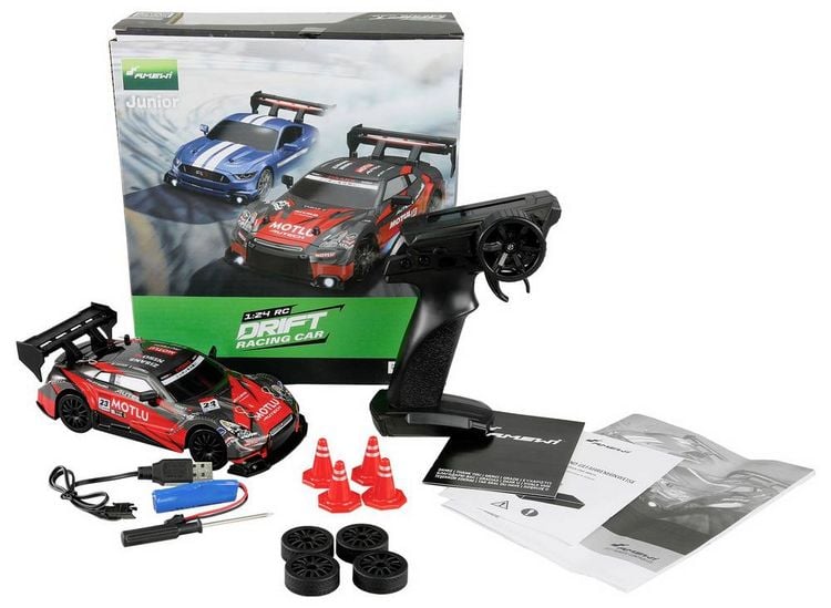 Produktbild: Amewi 21112 Drift Racing Car 1:24 RC Einsteiger Modellauto Elektro Sportwagen Allradantrieb (4WD) inkl. Akku und Ladekabel, mit Lichteffekt