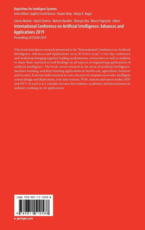 Produktbild: International Conference on Artificial Intelligence: Advances and Applications 2019