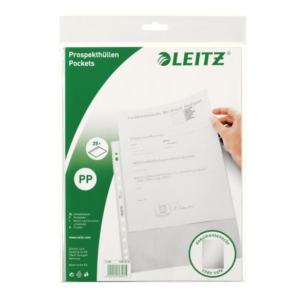 Produktbild: LEITZ Prospekth&uuml;llen Standard genarbt farblos DIN A4 25 St&uuml;ck