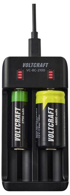 Produktbild: VOLTCRAFT VC-BC-2100 Rundzellen-Ladeger&auml;t NiMH, LiIon Mignon (AA), Micro (AAA), Mini (AAAA), Baby (C), 26700, 26650, 22650, 25500