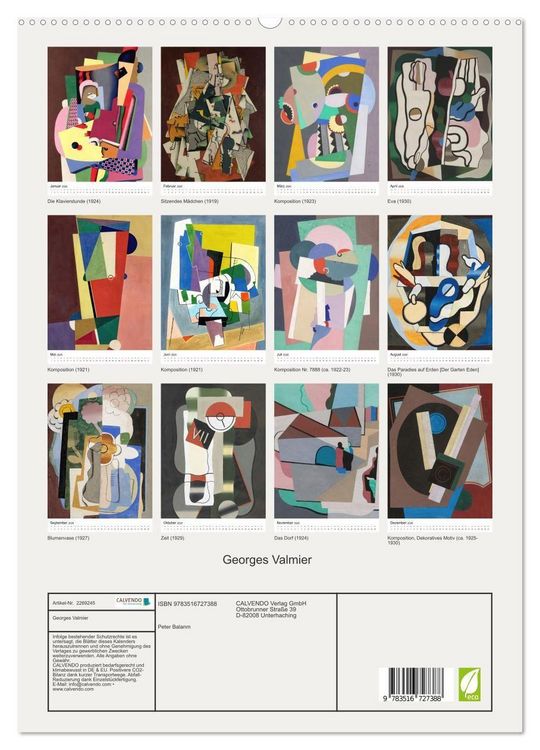 Produktbild: Georges Valmier (hochwertiger Premium Wandkalender 2026 DIN A2 hoch), Kunstdruck in Hochglanz