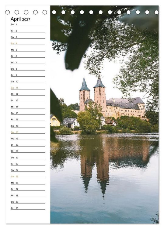 Produktbild: Sachsens Burgen und Schl&ouml;sser - Beschreibbarer Kalender mit Ortsangaben (Tischkalender 2027 DIN A5 hoch), CALVENDO Monatskalender