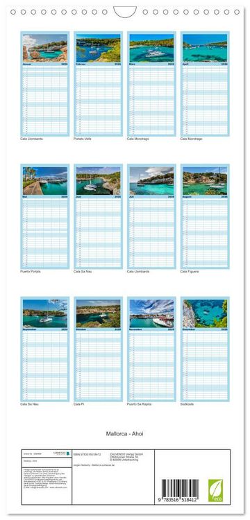 Produktbild: Familienplaner 2026 - Mallorca - Ahoi mit 5 Spalten (Wandkalender, 21 x 45 cm) CALVENDO