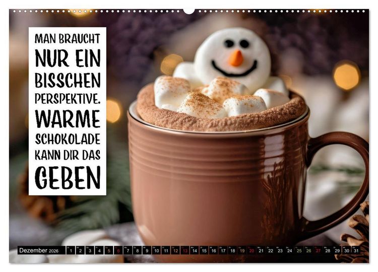 Produktbild: Schokolade - die s&uuml;&szlig;e Verf&uuml;hrung - coole Spr&uuml;che (Wandkalender 2026 DIN A2 quer), CALVENDO Monatskalender