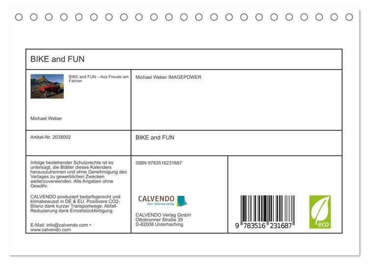 Produktbild: BIKE and FUN (Tischkalender 2026 DIN A5 quer), CALVENDO Monatskalender
