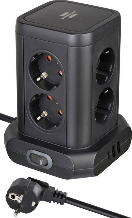 Produktbild: Brennenstuhl 1153560010 Steckdosenturm Schwarz Schutzkontakt 1St.