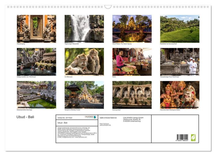 Produktbild: Ubud - Bali (Wandkalender 2026 DIN A2 quer), CALVENDO Monatskalender