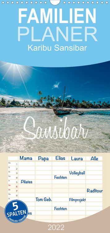 Produktbild: Familienplaner Karibu Sansibar (Wandkalender 2022 , 21 cm x 45 cm, hoch)