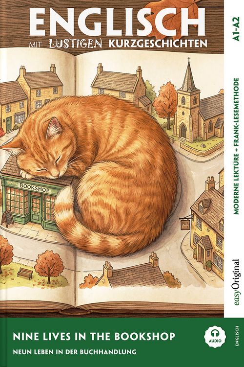 Produktbild: Englisch lernen mit lustigen Kurzgeschichten (A1-A2) - Nine Lives in the Bookshop (+ Audio-Online)