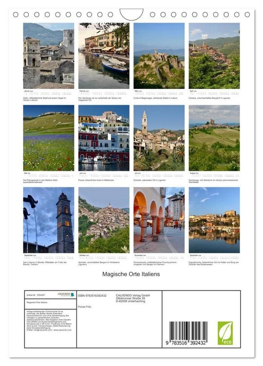 Produktbild: Magische Orte Italiens (Wandkalender 2026 DIN A4 hoch), CALVENDO Monatskalender