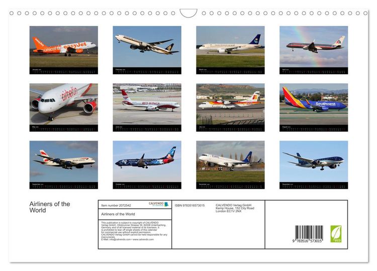 Produktbild: Airliners of the World (Wall Calendar 2026 DIN A3 landscape), CALVENDO 12 Month Wall Calendar