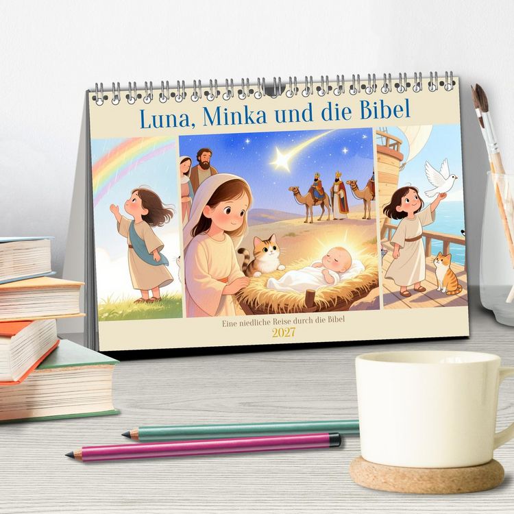 Produktbild: Luna, Minka und die Bibel (Tischkalender 2027 DIN A5 quer), CALVENDO Monatskalender