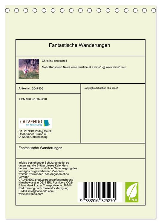 Produktbild: Fantastische Wanderungen (Tischkalender 2026 DIN A5 hoch), CALVENDO Monatskalender