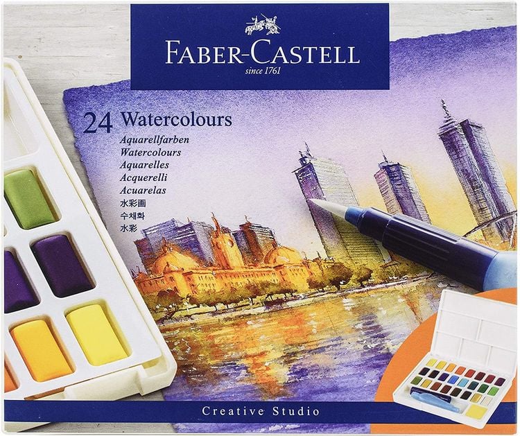 Produktbild: Faber-Castell Aquarellfarben in N&auml;pfchen, 24er Etui