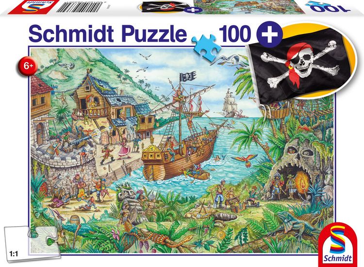 Produktbild: Schmidt Spiele - In der Piratenbucht, 100 Teile, mit Add-on, Piratenflagge