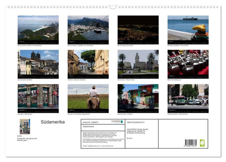 Produktbild: S&uuml;damerika (Wandkalender 2027 DIN A2 quer), CALVENDO Monatskalender