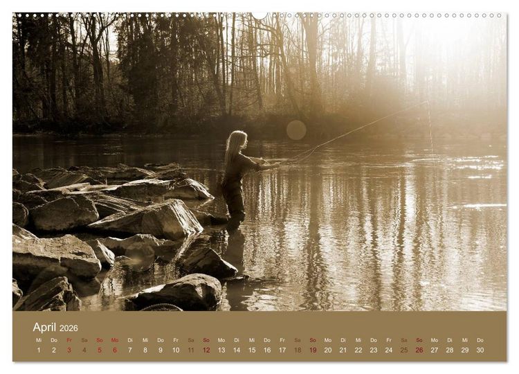 Produktbild: Fliegenfischen (hochwertiger Premium Wandkalender 2026 DIN A2 quer), Kunstdruck in Hochglanz