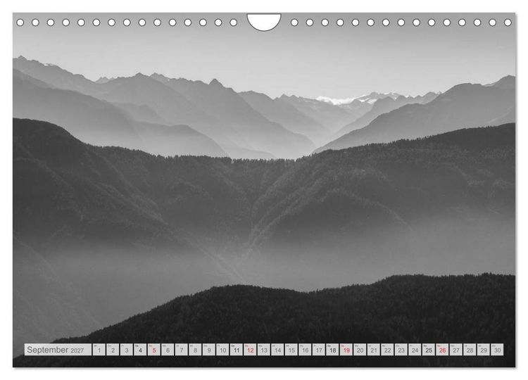 Produktbild: Bergpixels Schwarz-Wei&szlig;e Gebirgstr&auml;ume (Wandkalender 2027 DIN A4 quer), CALVENDO Monatskalender