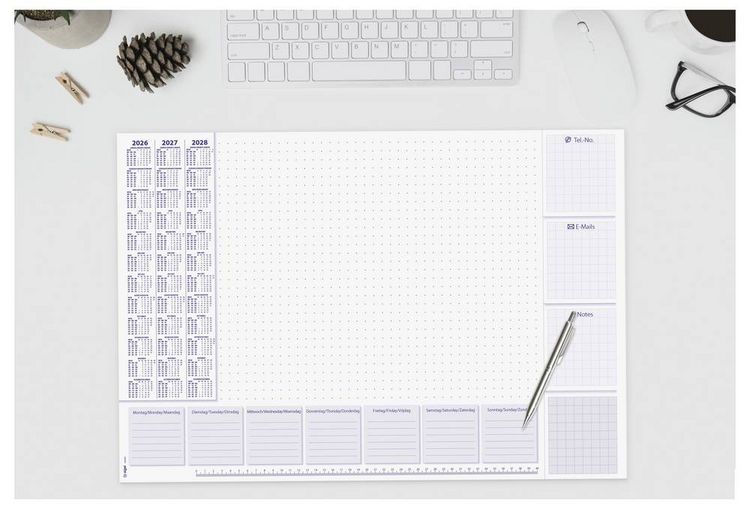 Produktbild: Sigel H6355 Schreibunterlage Wochenplan 2026, 2027, 2028 Wei&szlig; (B x H) 59.5 cm x 41 cm 30 Blatt 1 St.