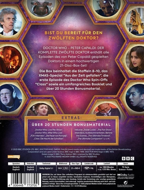 Produktbild: Doctor Who - Peter Capaldi: Der komplette 12.Doktor (Staffel 8-10 plus Specials) [21 DVDs]