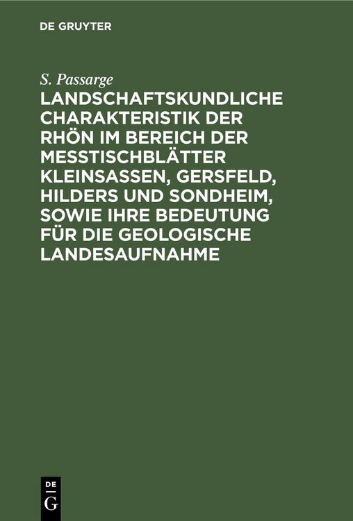 Produktbild: Landschaftskundliche Charakteristik der Rh&ouml;n im Bereich der Me&szlig;tischbl&auml;tter Kleinsassen, Gersfeld, Hilders und Sondheim, sowie ihre Bedeutung f&uuml;r die