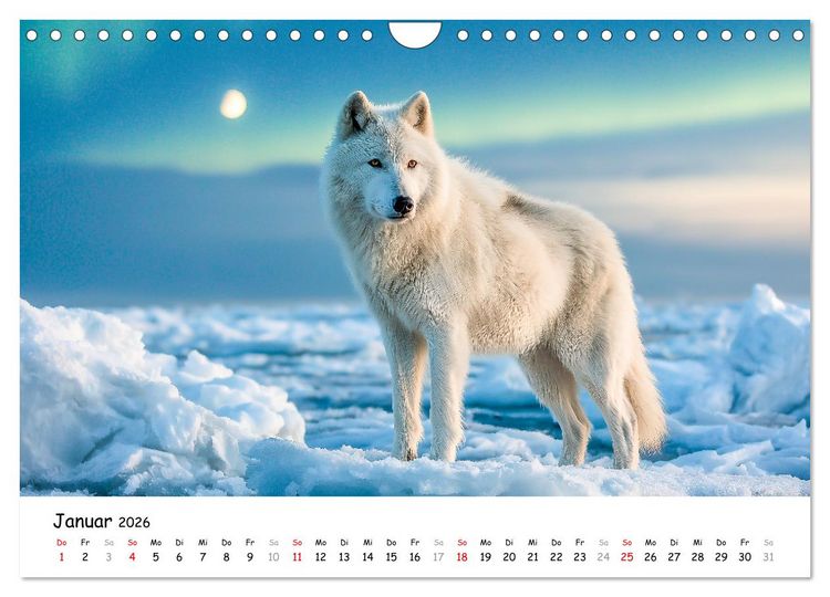 Produktbild: W&ouml;lfe im Mondlicht - Ruf der Wildnis (Wandkalender 2026 DIN A4 quer), CALVENDO Monatskalender
