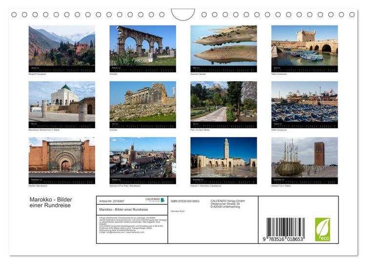Produktbild: Marokko - Bilder einer Rundreise (Wandkalender 2026 DIN A4 quer), CALVENDO Monatskalender