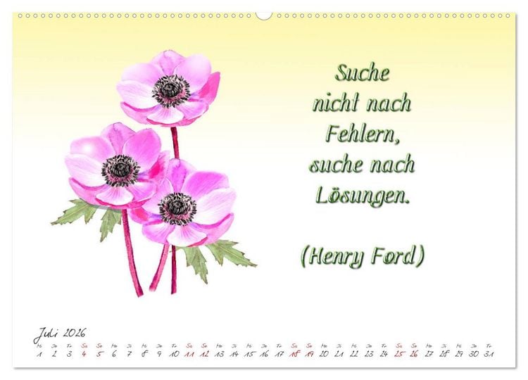 Produktbild: 12 unterhaltsame Zitate f&uuml;r ein sch&ouml;nes Jahr (hochwertiger Premium Wandkalender 2026 DIN A2 quer), Kunstdruck in Hochglanz