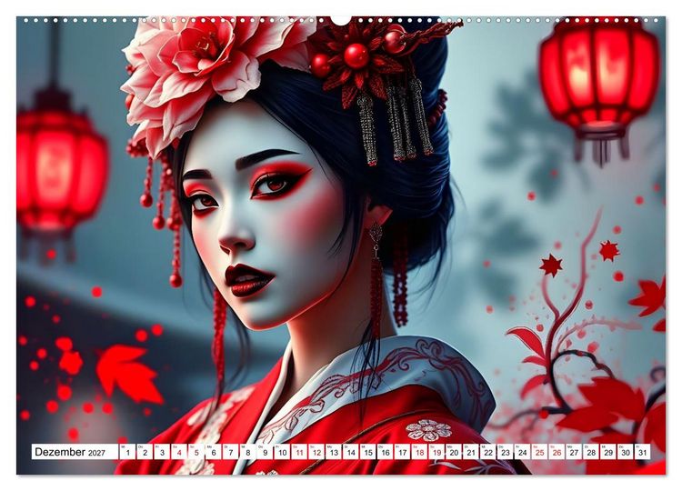 Produktbild: Dunkle Eleganz der Geishas (hochwertiger Premium Wandkalender 2027 DIN A2 quer), Kunstdruck in Hochglanz