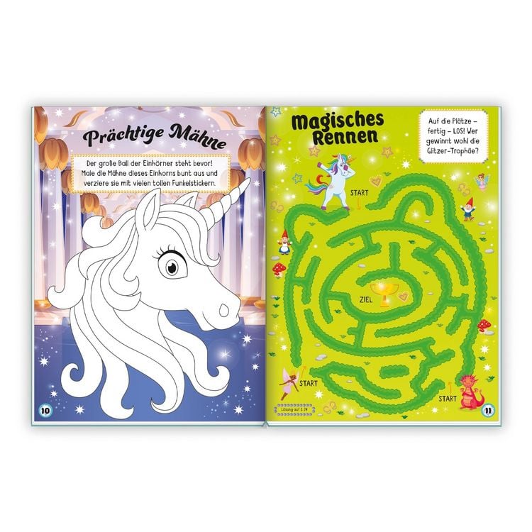 Produktbild: Tr&ouml;tsch Besch&auml;ftigungsbuch Malbuch Bastelbuch Einhornwelt