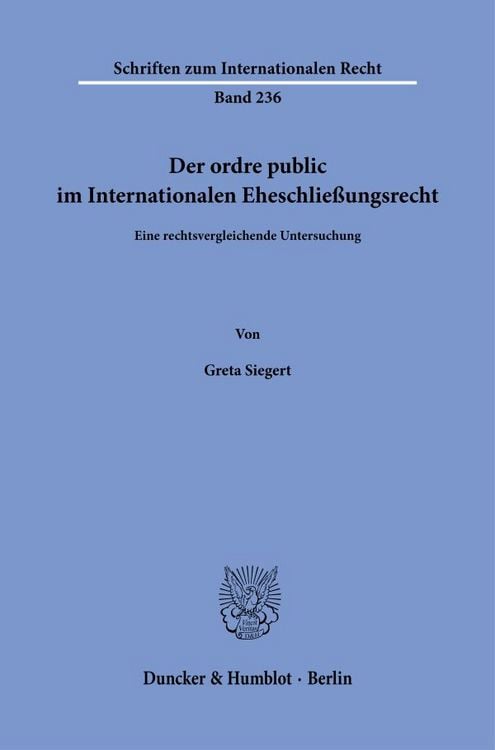 Produktbild: Der ordre public im Internationalen Eheschlie&szlig;ungsrecht.