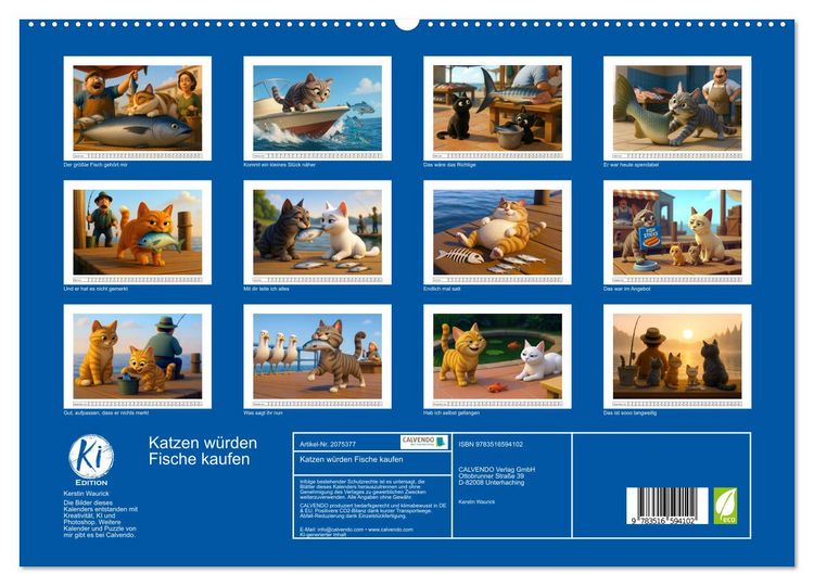 Produktbild: Katzen w&uuml;rden Fische kaufen (hochwertiger Premium Wandkalender 2026 DIN A2 quer), Kunstdruck in Hochglanz