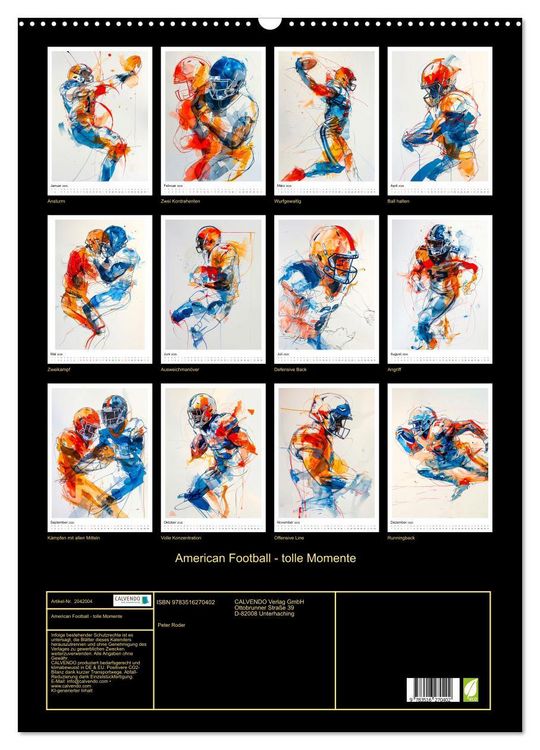 Produktbild: American Football - tolle Momente (Wandkalender 2026 DIN A2 hoch), CALVENDO Monatskalender