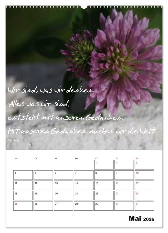 Produktbild: Spr&uuml;che und Weisheiten f&uuml;r&acute; s Jahr (Wandkalender 2026 DIN A2 hoch), CALVENDO Monatskalender