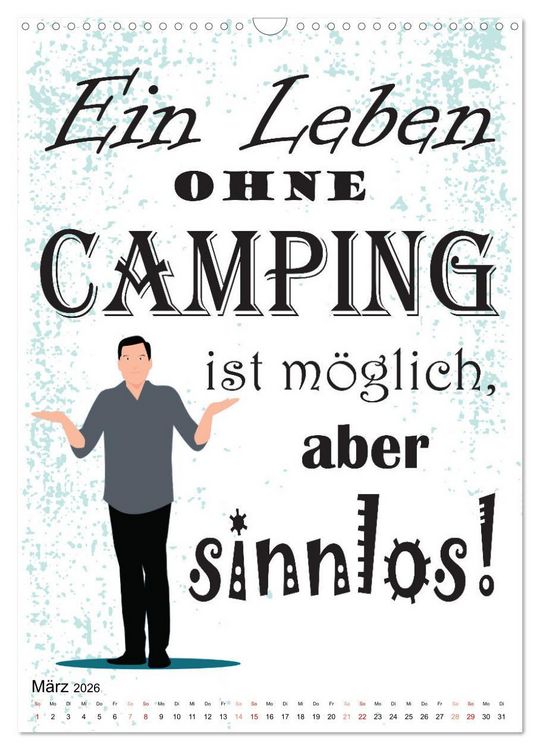 Produktbild: CampingSpr&uuml;che (Wandkalender 2026 DIN A3 hoch), CALVENDO Monatskalender