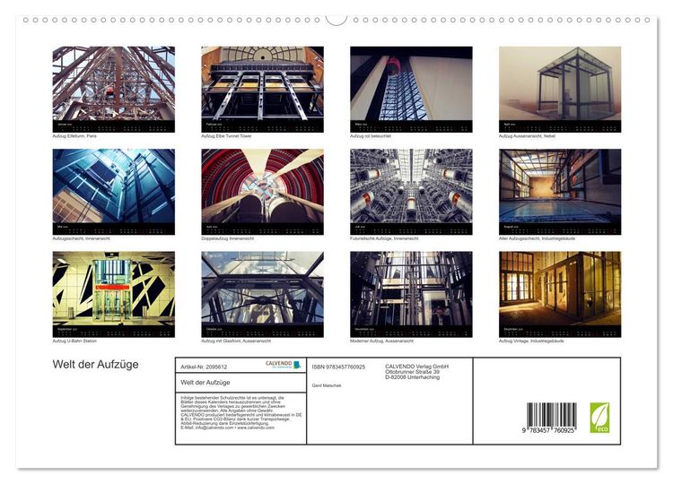 Produktbild: Welt der Aufz&uuml;ge (hochwertiger Premium Wandkalender 2026 DIN A2 quer), Kunstdruck in Hochglanz
