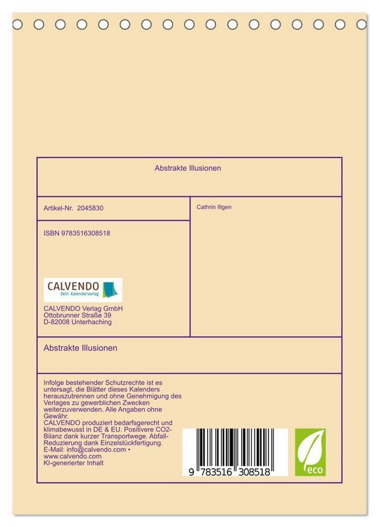 Produktbild: Abstrakte Illusionen (Tischkalender 2026 DIN A5 hoch), CALVENDO Monatskalender