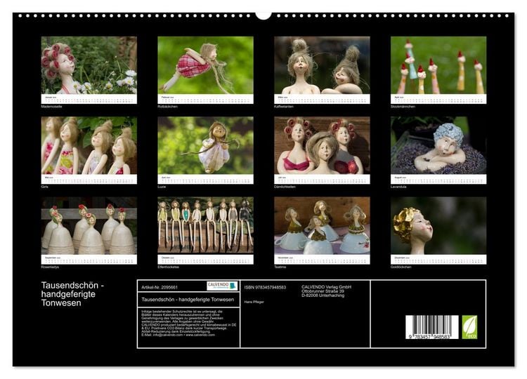 Produktbild: Tausendsch&ouml;n - handgeferigte Tonwesen (hochwertiger Premium Wandkalender 2026 DIN A2 quer), Kunstdruck in Hochglanz