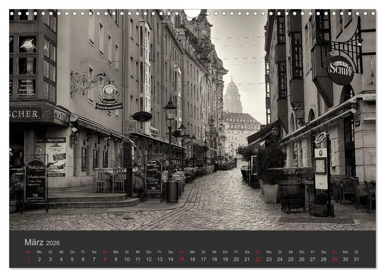 Produktbild: Dresden Schwarz Weiss 2026 (Wandkalender 2026 DIN A3 quer), CALVENDO Monatskalender