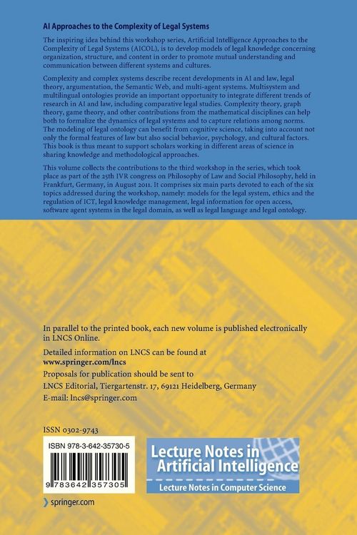 Produktbild: AI Approaches to the Complexity of Legal Systems - Models and Ethical Challenges for Legal Systems, Legal Language and Legal Ontologies, Argumentation