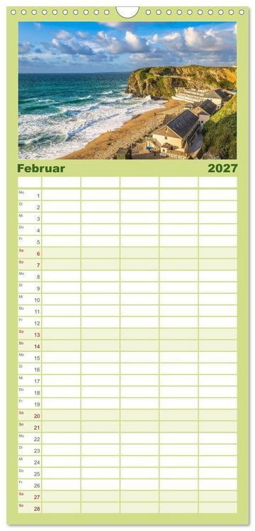 Produktbild: Familienplaner 2027 - Cornwall - Malerische Landschaften mit grandiosen K&uuml;sten mit 5 Spalten (Wandkalender, 21 x 45 cm) CALVENDO