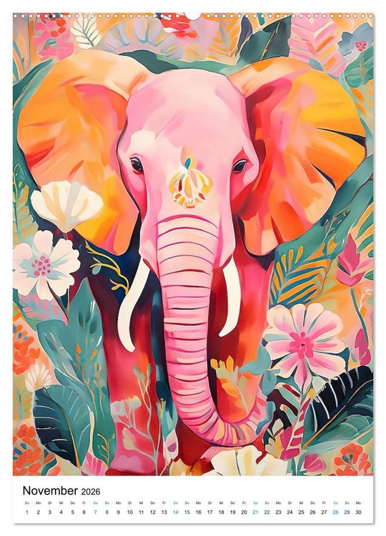 Produktbild: Farbenfrohe Elefanten (Wandkalender 2026 DIN A2 hoch), CALVENDO Monatskalender