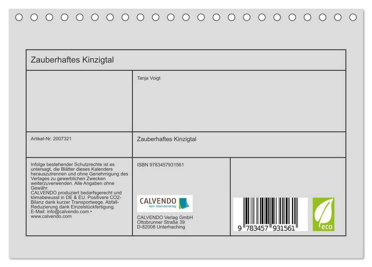 Produktbild: Zauberhaftes Kinzigtal (Tischkalender 2026 DIN A5 quer), CALVENDO Monatskalender