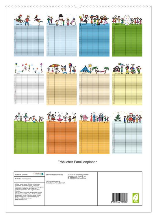 Produktbild: Fr&ouml;hlicher Familienplaner (hochwertiger Premium Wandkalender 2026 DIN A2 hoch), Kunstdruck in Hochglanz