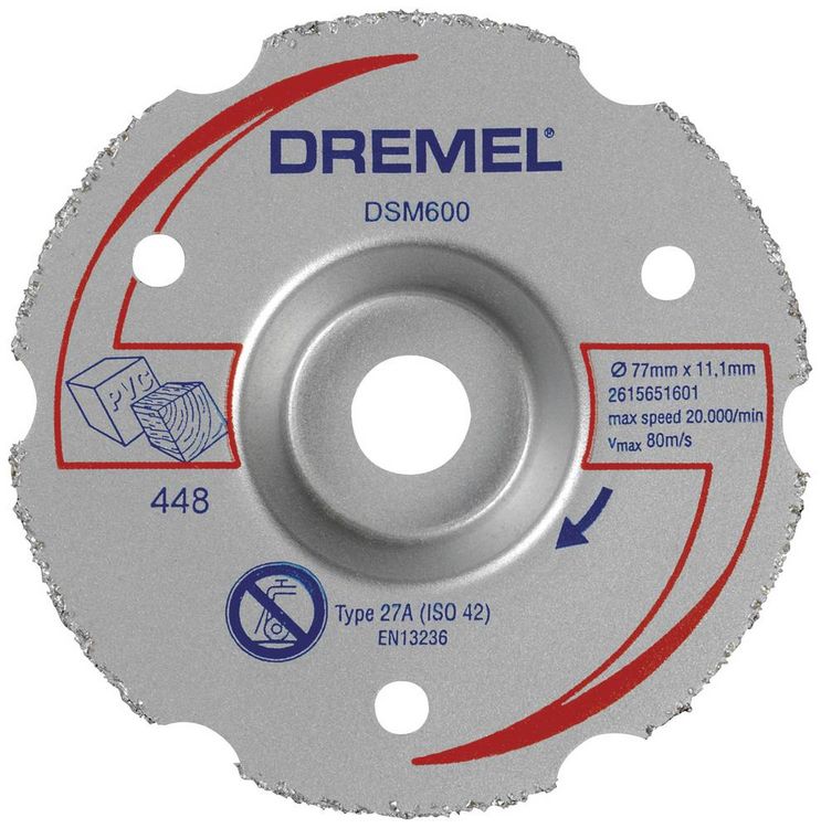 Produktbild: Dremel 2615S600JB Trennscheibe gekr&ouml;pft 77 mm 1 St. Hartholz, Weichholz, Sperrholz, Laminat, Faser, Kunststoff, Gipskarton, Plexiglas, Vinyl