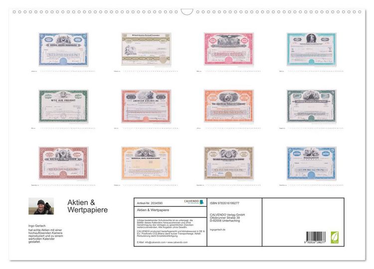 Produktbild: Aktien & Wertpapiere (Wandkalender 2026 DIN A2 quer), CALVENDO Monatskalender