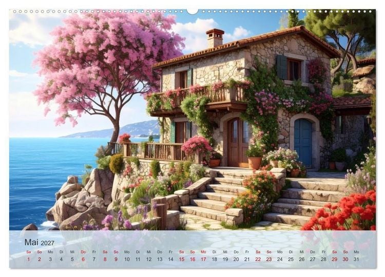 Produktbild: Romantische italienische H&auml;user am Meer (hochwertiger Premium Wandkalender 2027 DIN A2 quer), Kunstdruck in Hochglanz