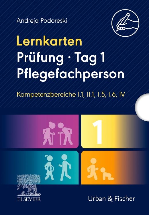 Produktbild: Lernkarten Pr&uuml;fung &ndash; Tag 1, Pflegefachperson, Kompetenzbereiche I.1, II.1, I.5, I.6, IV