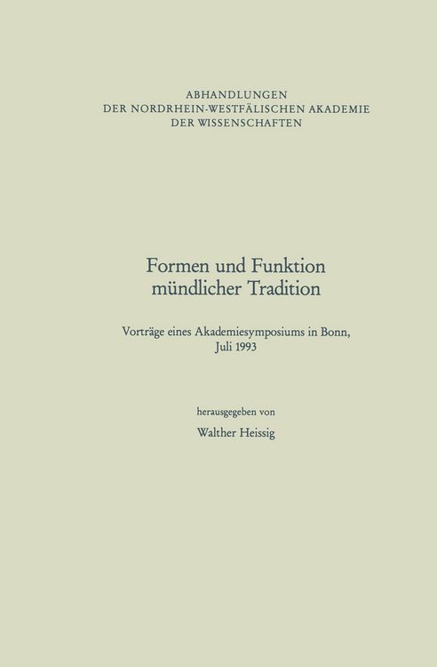 Produktbild: Formen und Funktion m&uuml;ndlicher Tradition