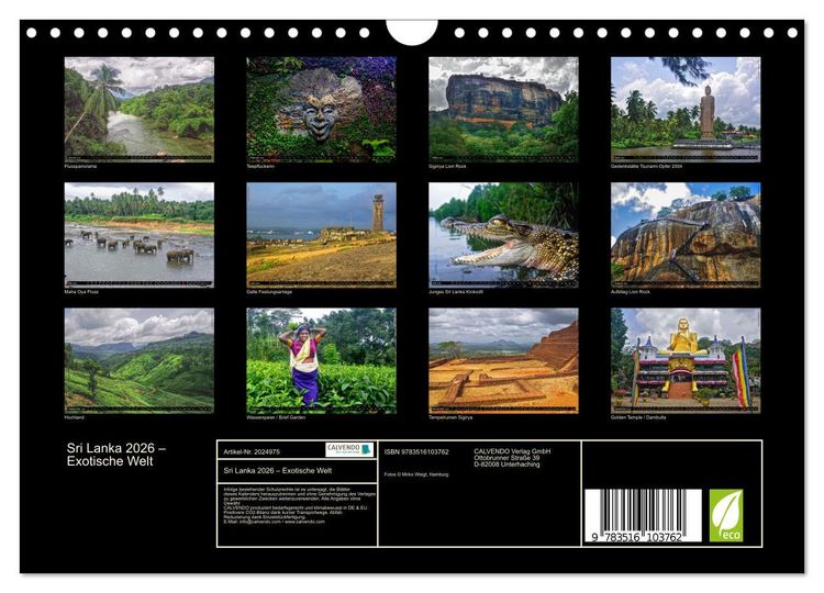 Produktbild: Sri Lanka 2026 &ndash; Exotische Welt (Wandkalender 2026 DIN A4 quer), CALVENDO Monatskalender